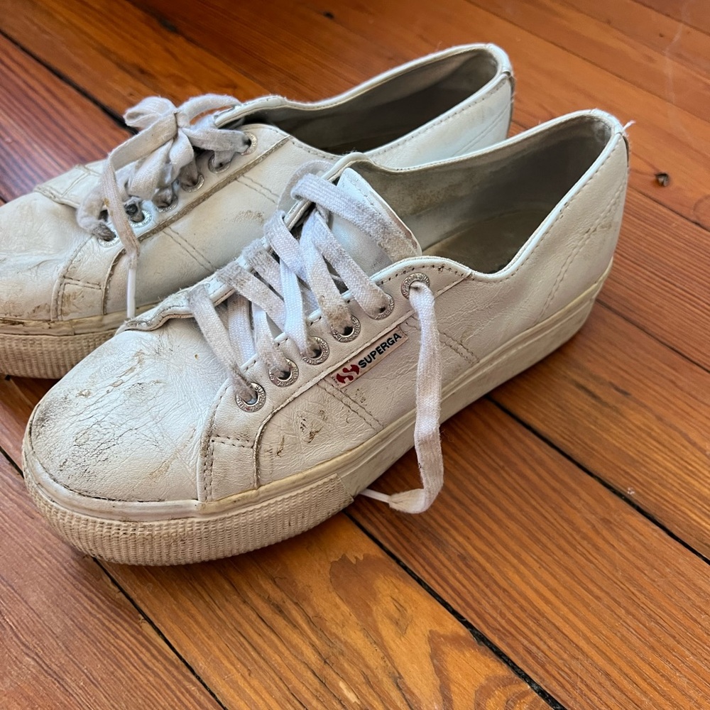 Superga Mid Platform white sneakers